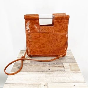 Beis Le Crossbody Purse in Croc Cognac